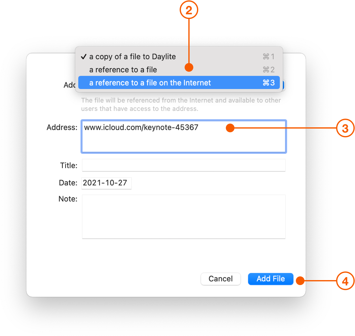 Add File window selecting file on the Internet