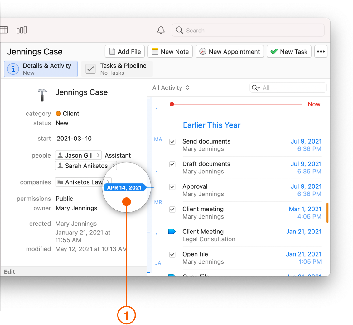 Details and Activity view showing timeline navigator