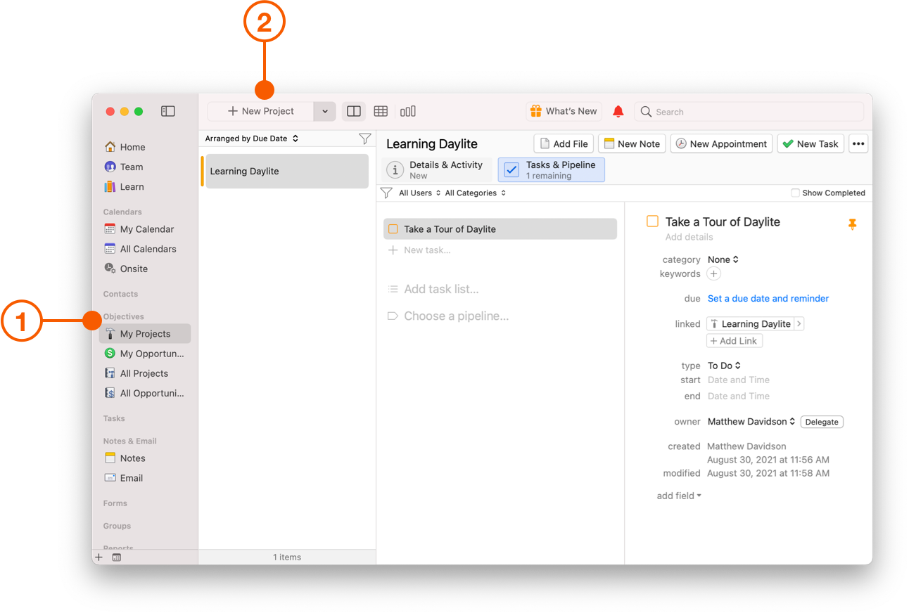 My Projects view showing New Project button