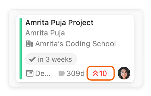 Projects Board showing priority