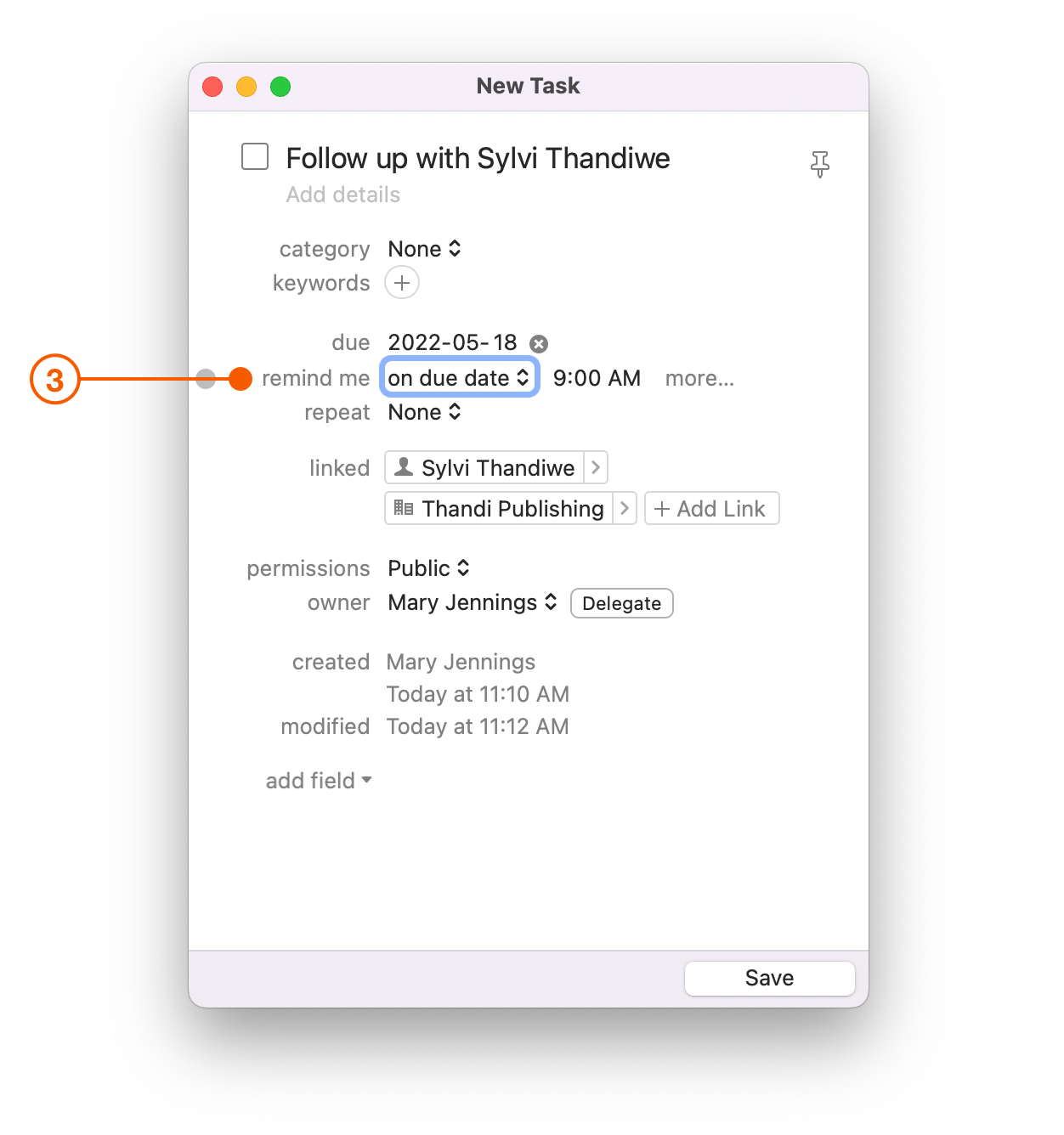 New Follow Up Screen showing reminders