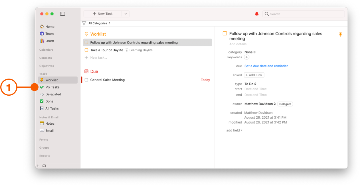 Daylite Tasks Sidebar
