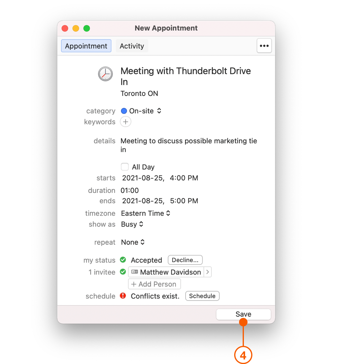 New Appointment window
