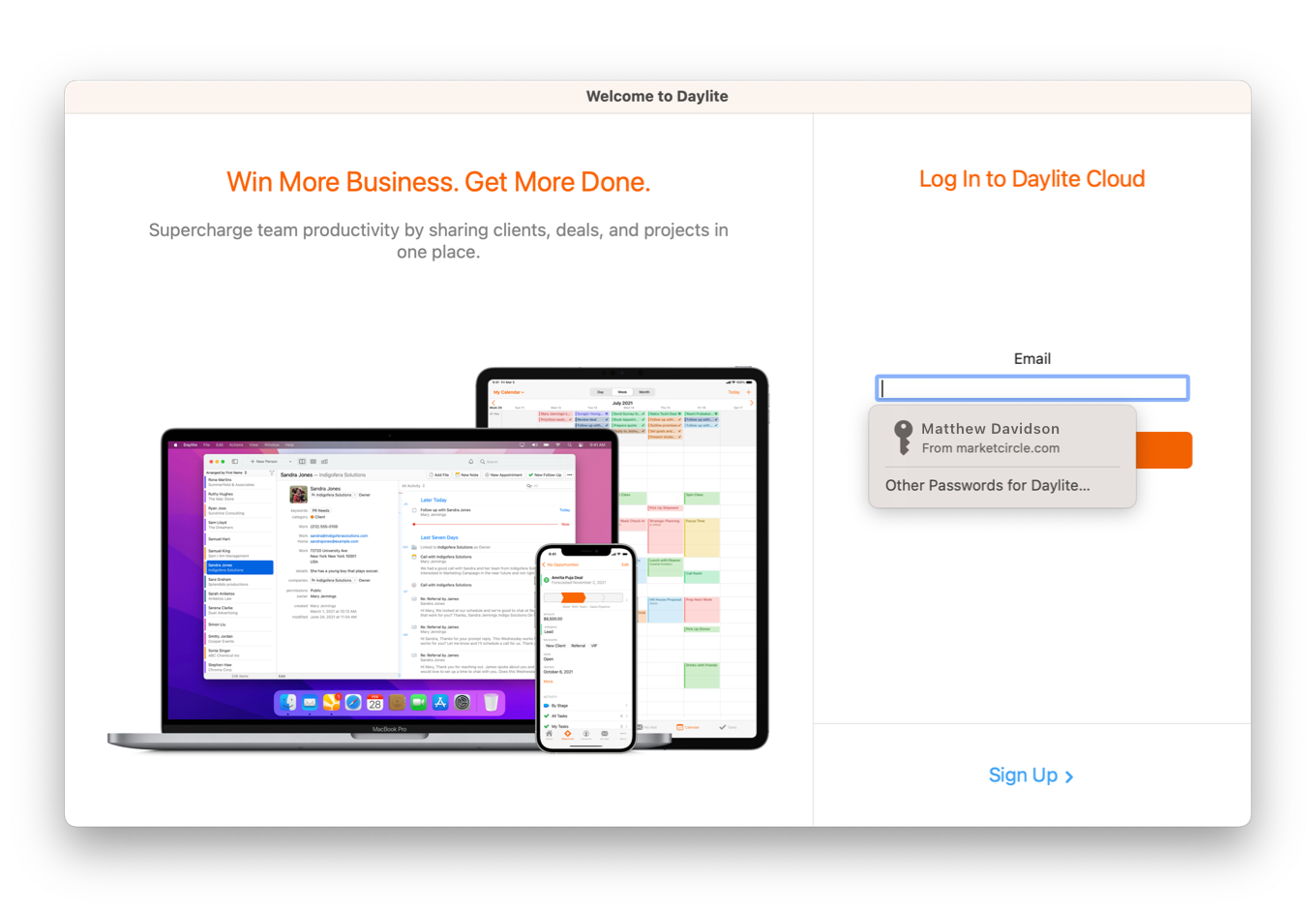 Using passkey on Daylite app