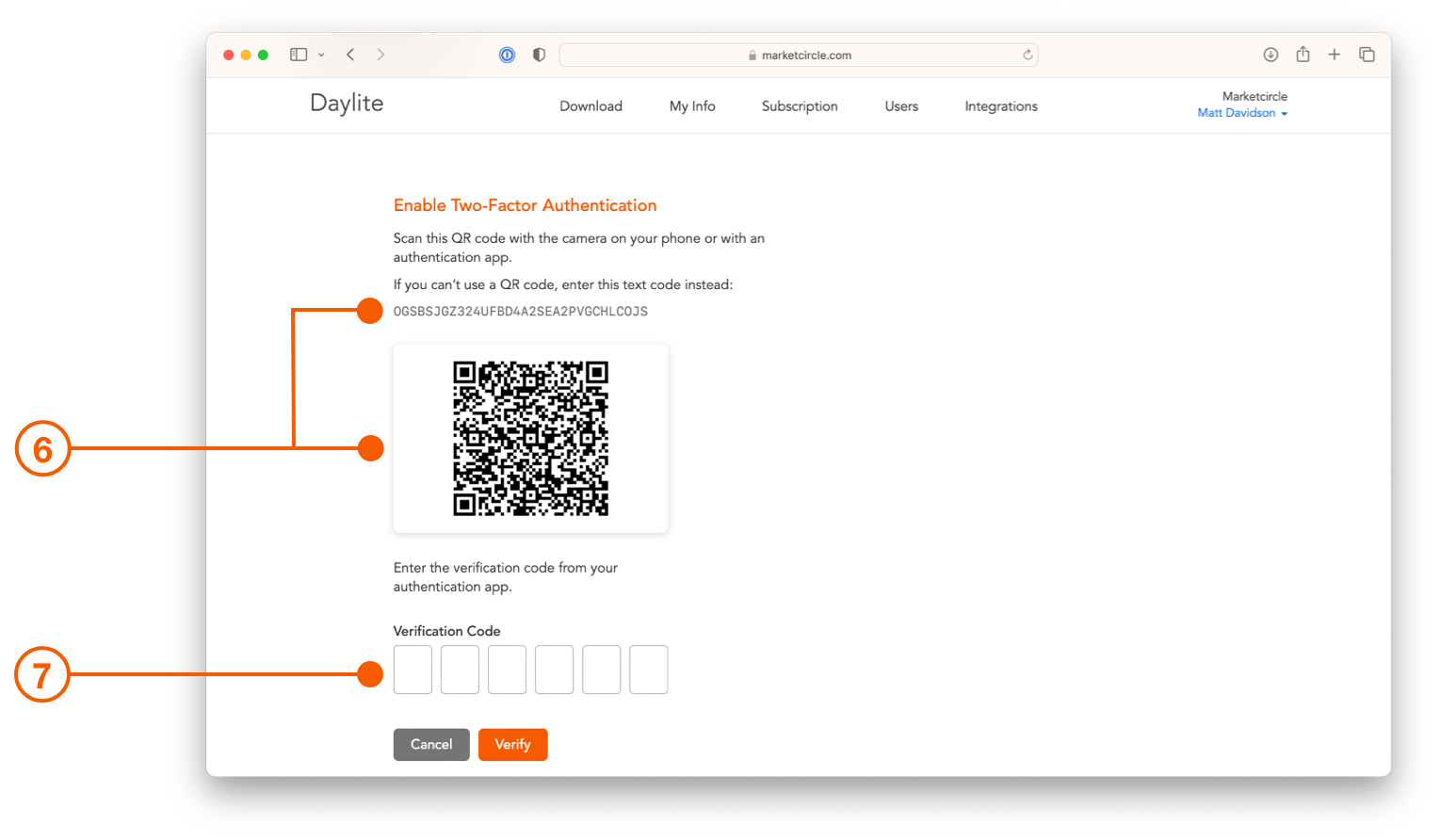 Daylite Sign In showing QR Code