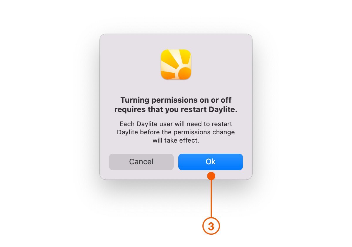Permissions Restart Dialog
