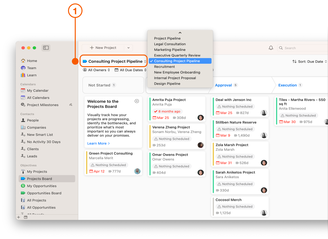 Pipeline Board showing Pipeline filter
