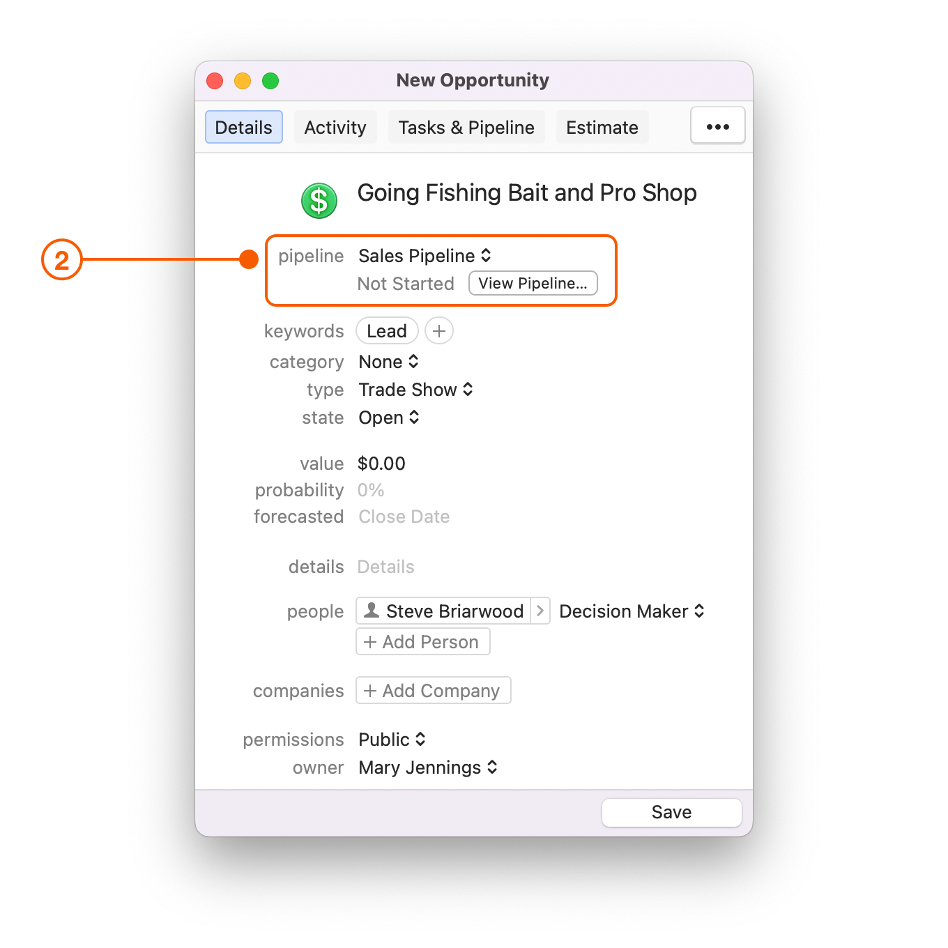 New Opportuntiy selecting pipeline