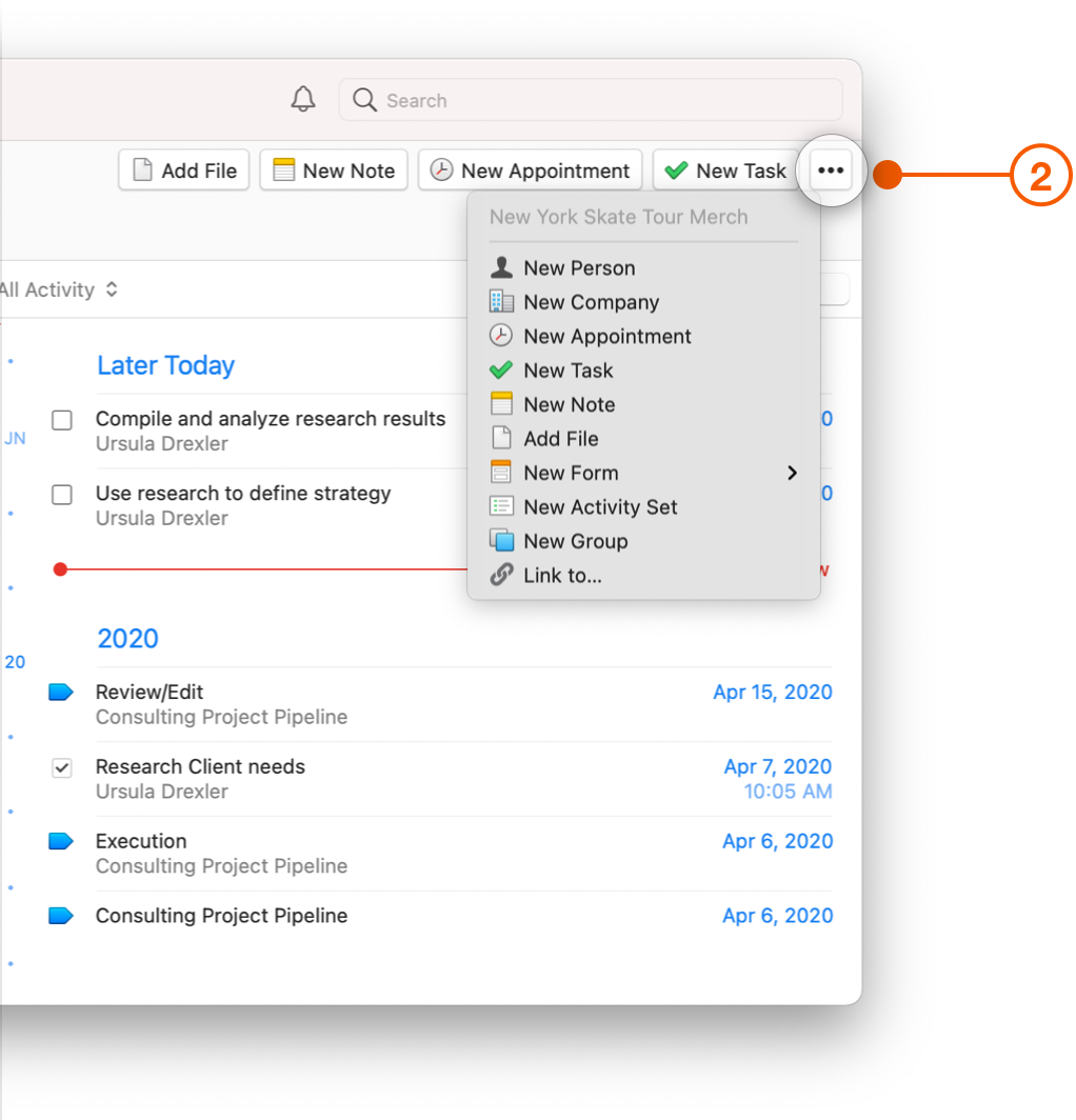 Project View showing additional linking options