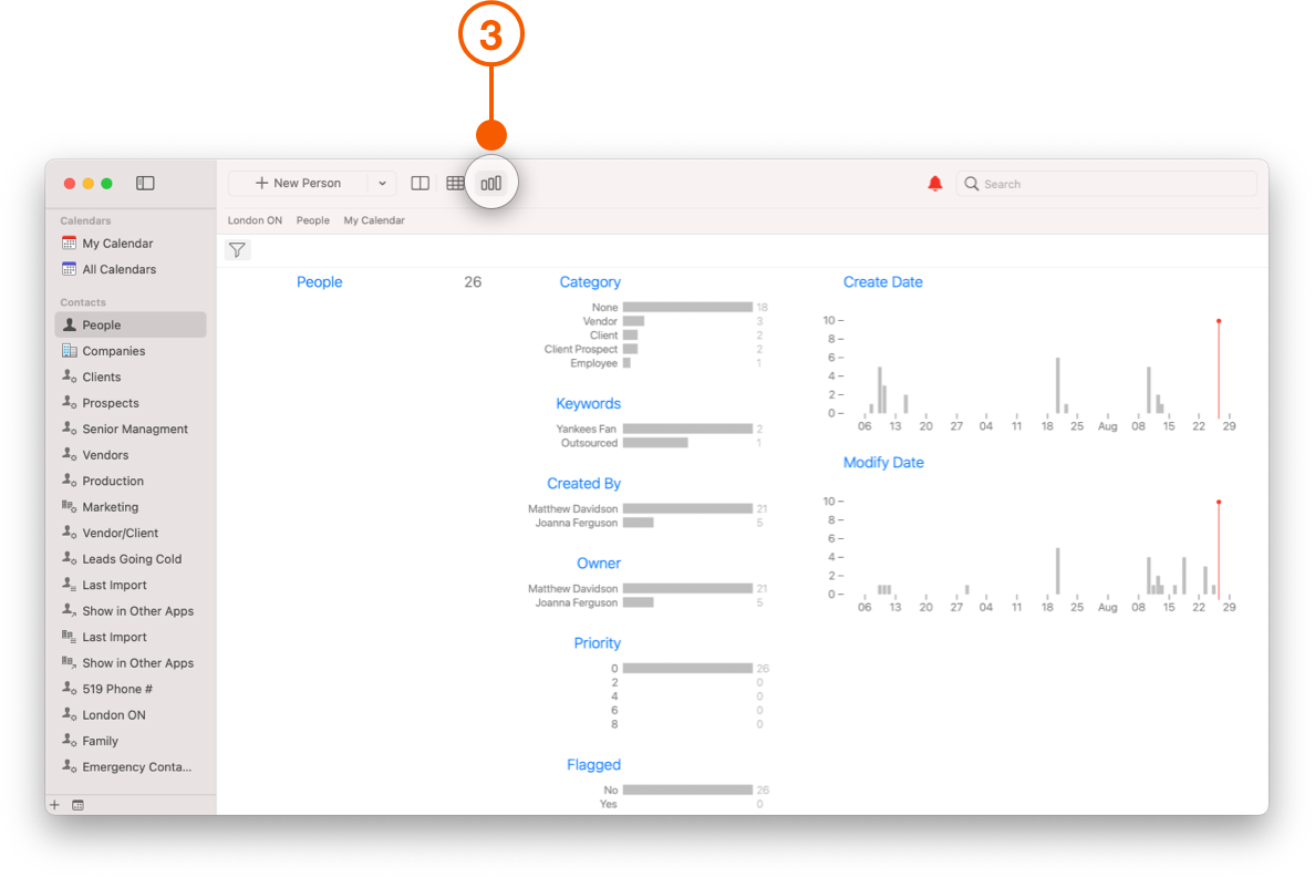 Daylite Contacts screen showing Insight View