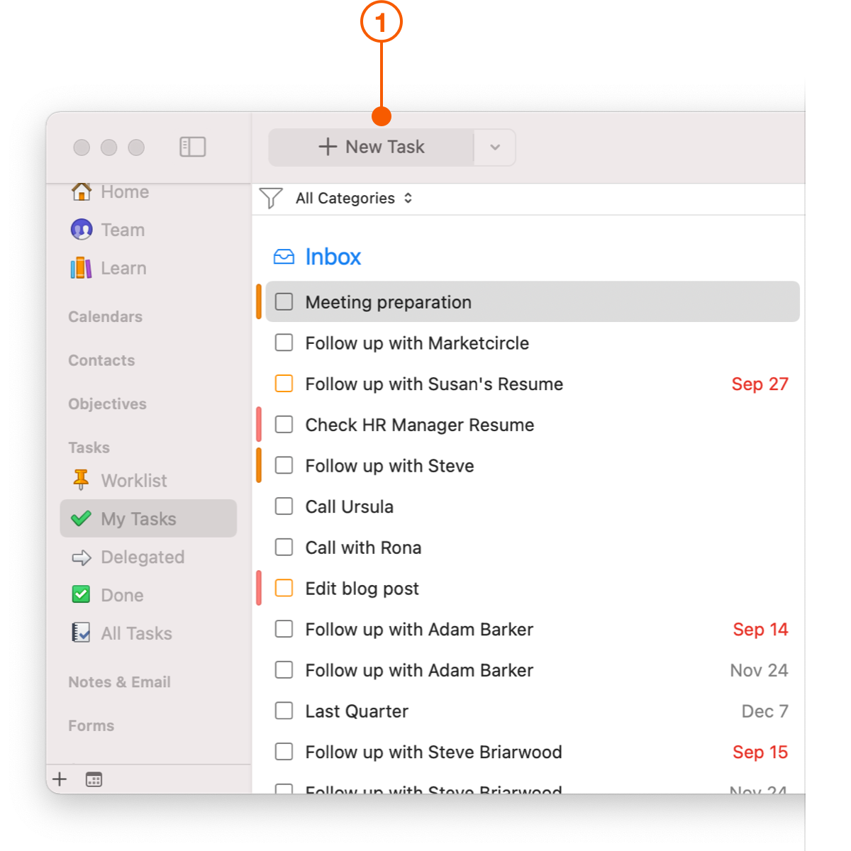 My Tasks View showing New Task button