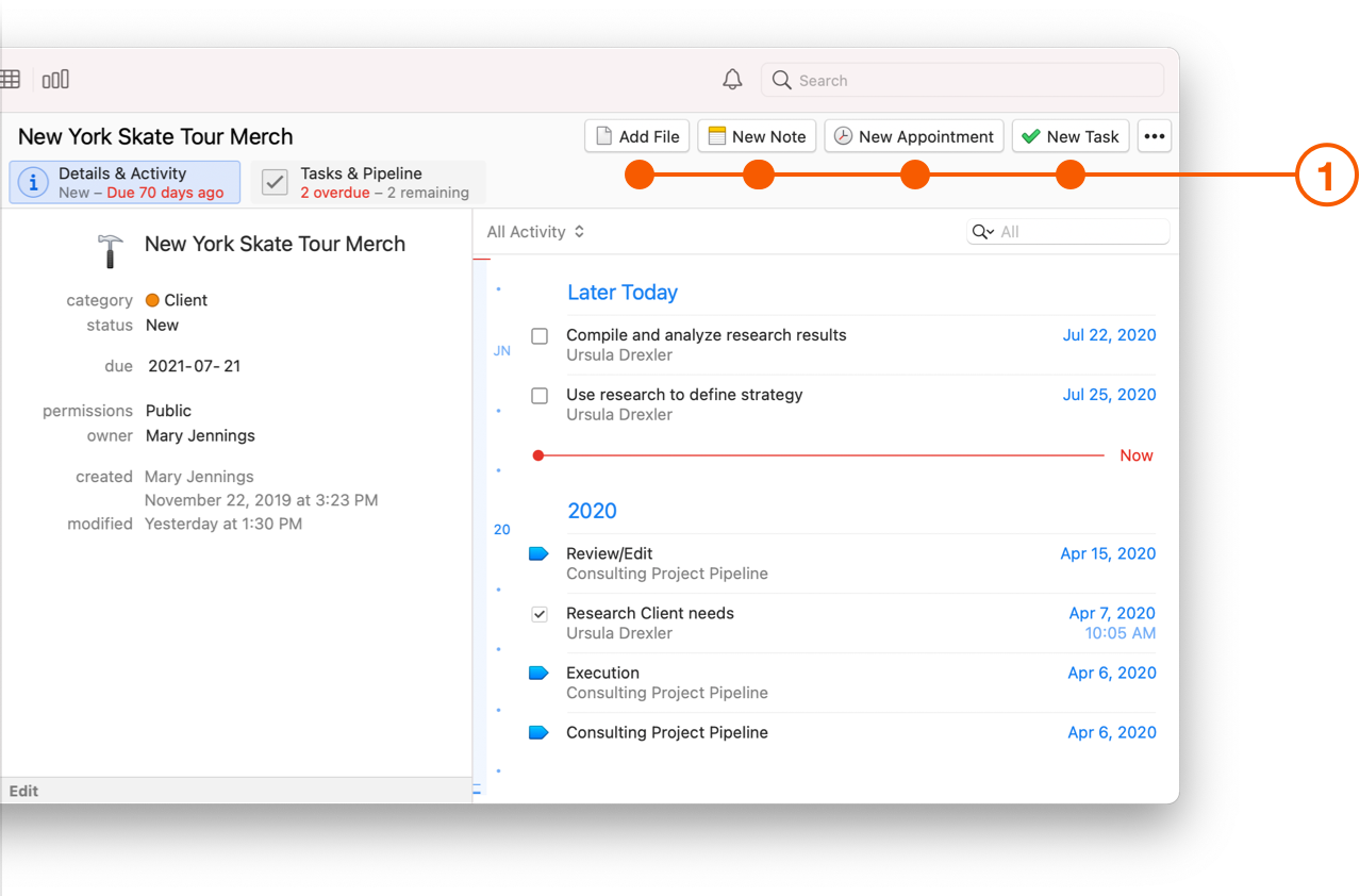 Project View showing linking options