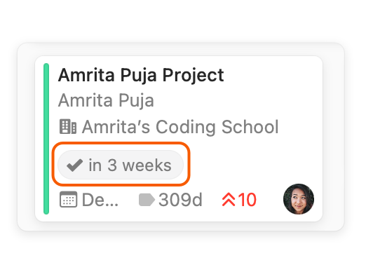 Projects Board showing next activity