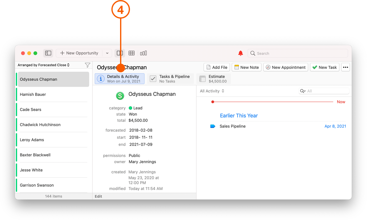 My Opportunities view showing Details and Activity tab
