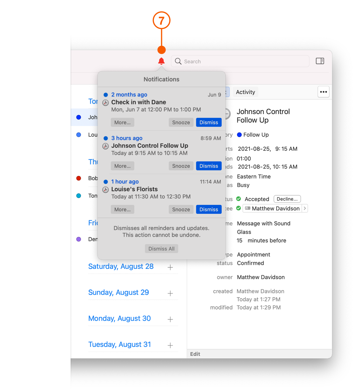 Daylite Home Screen showing Notifications