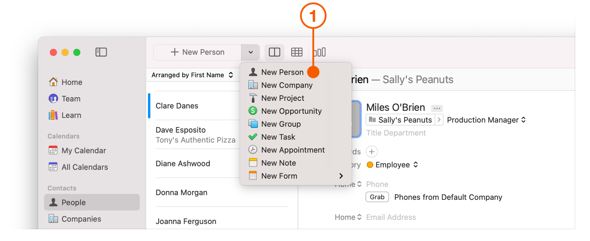 People view showing New Person button